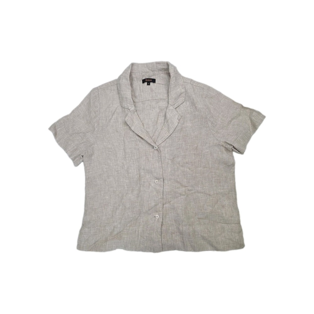 QUINCE 100% European Linen Short Sleeve Shirt FLAX Beige Size Small Quiet Luxury - Picture 2 of 8